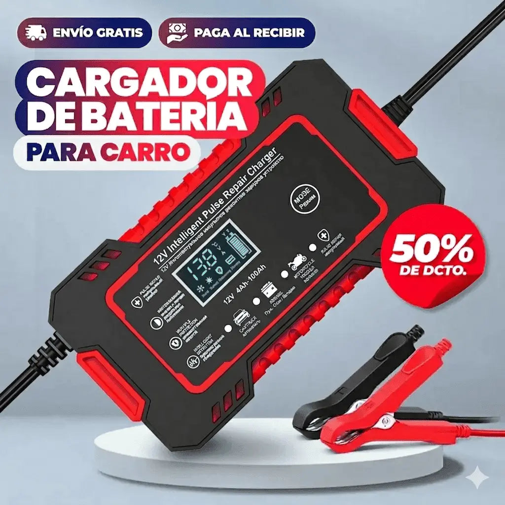 Cargador de Bateria Carro y Moto | Evita quedarte varado